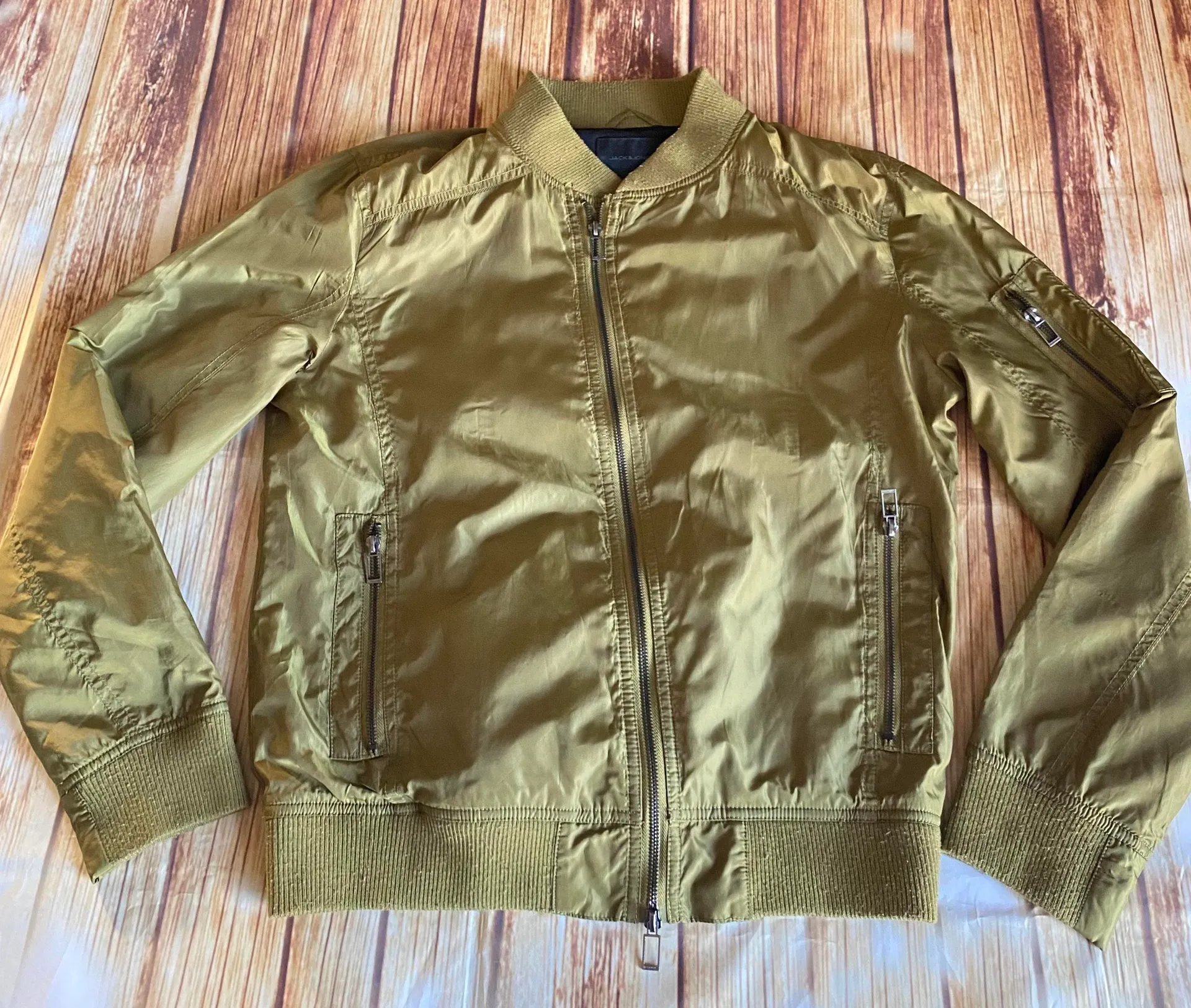 Women’s Green Olive Bomber Jacket Sz Medium - Image 4