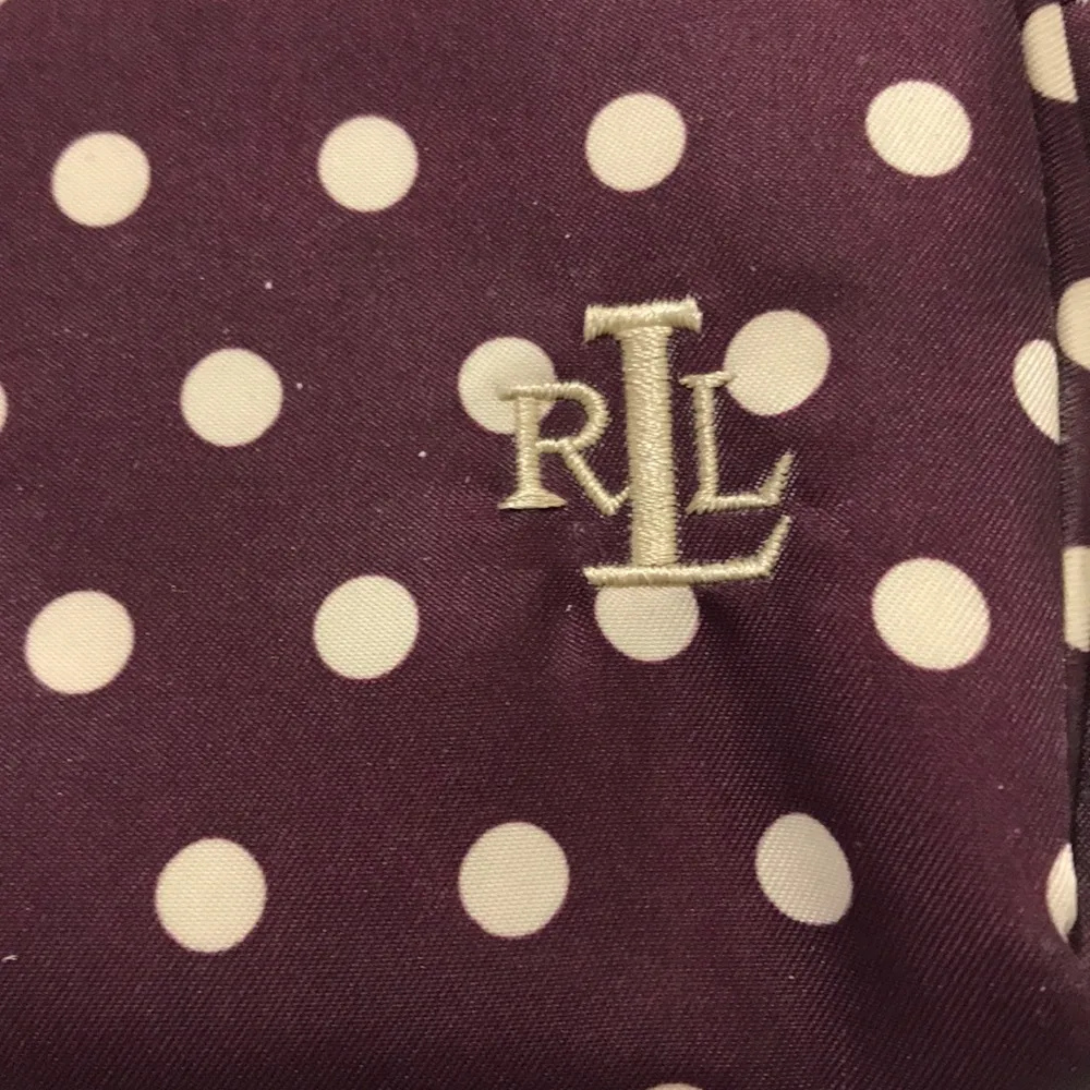 Lauren Ralph Lauren Purple Polka Dot Cosmetic Bag EUC - Image 3