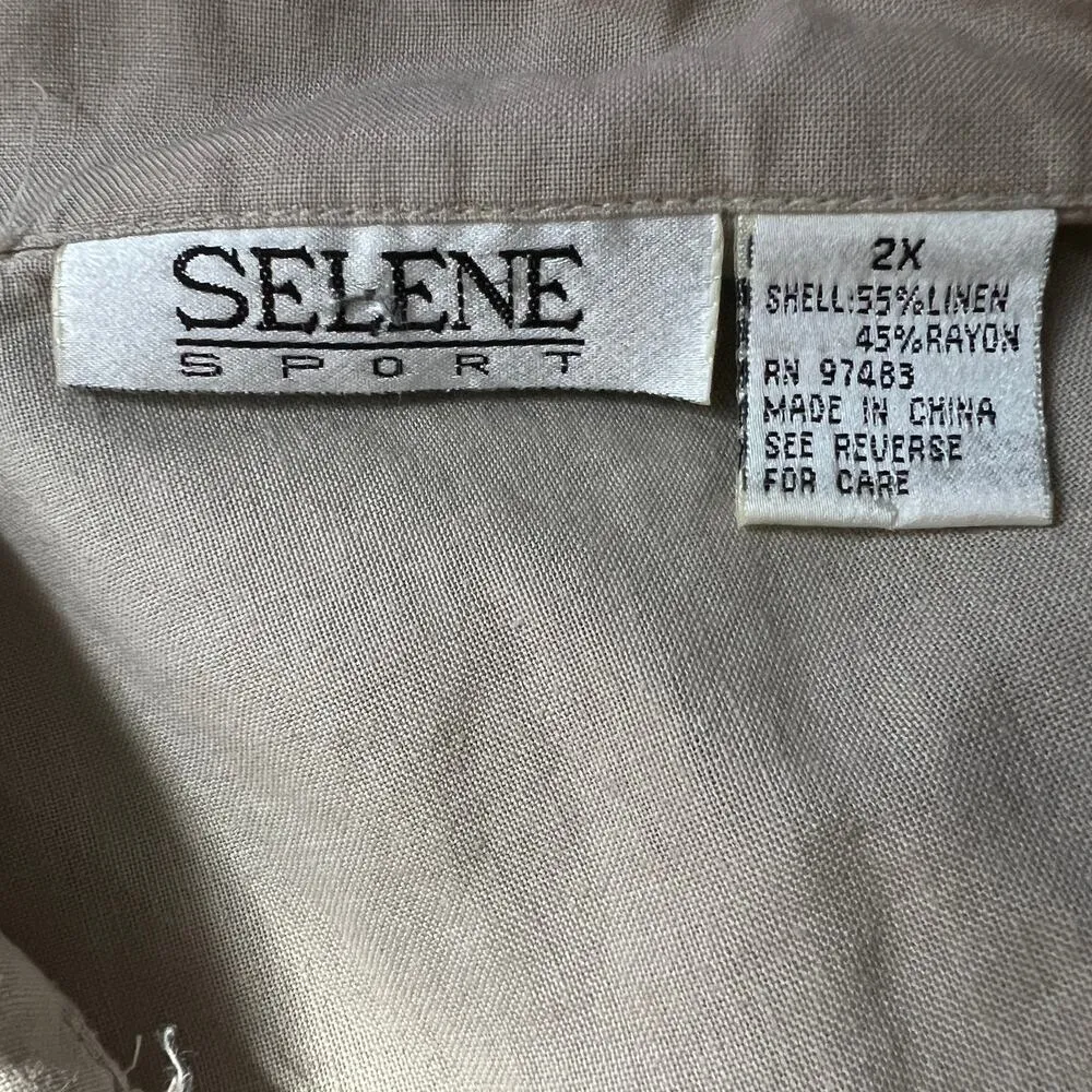 Selene Sport Womens Shirt 2X Linen Blend Casual Beach Nautical Summer Breathable - Image 2