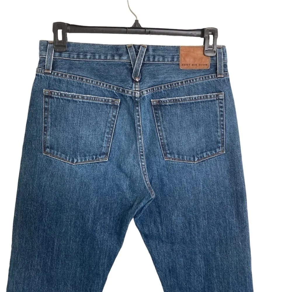 Point Sur Shoreditch Straight Leg Raw Hem Denim Jeans Patch Distressed sz 28 Blue - Image 7