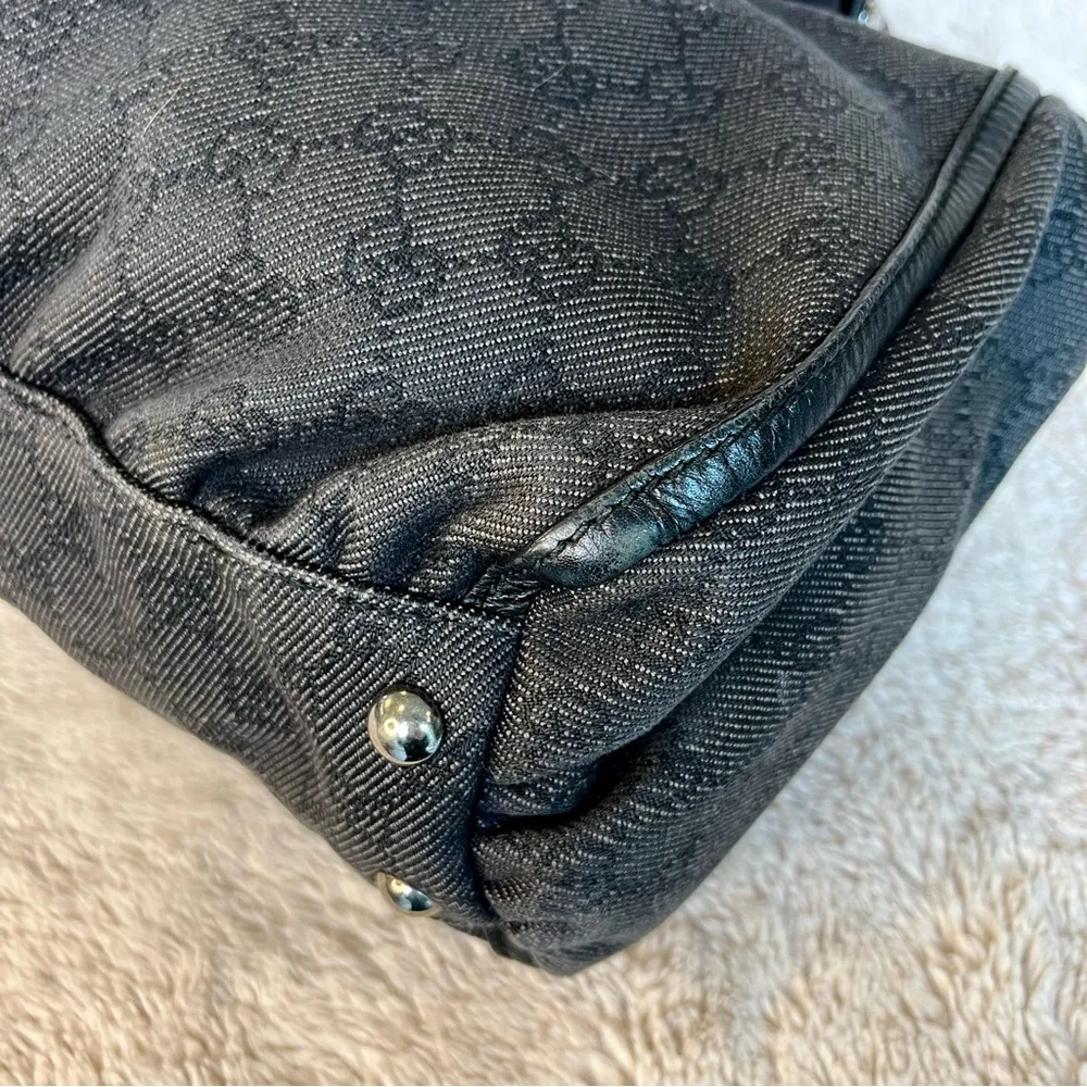 Gucci Abbey Black Denim Canvas Satchel Shoulder Bag - Image 12