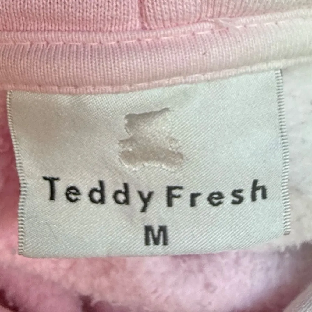 Teddy Fresh Pink and White Wavy‎ Dip Dye Hoodie Sz M - Image 8