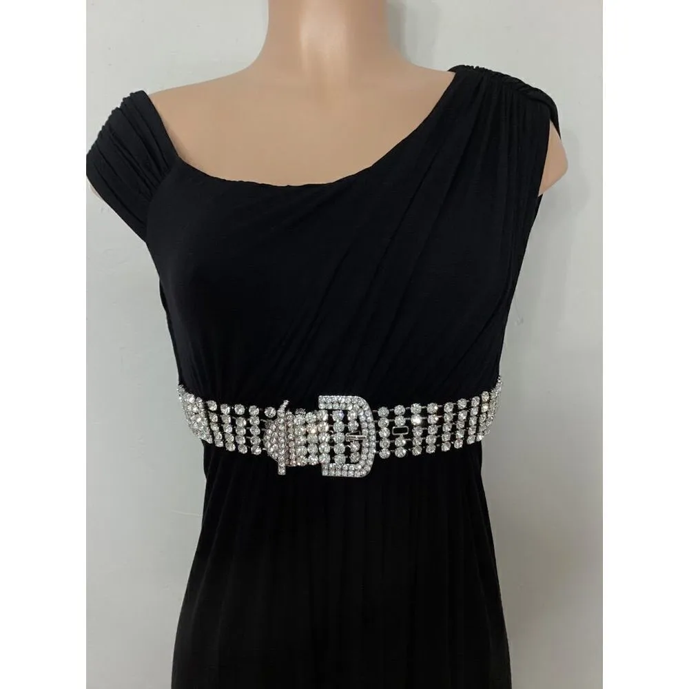 New. SKY black maxi dress with diamond belt. Small. Normally $298 - Image 7