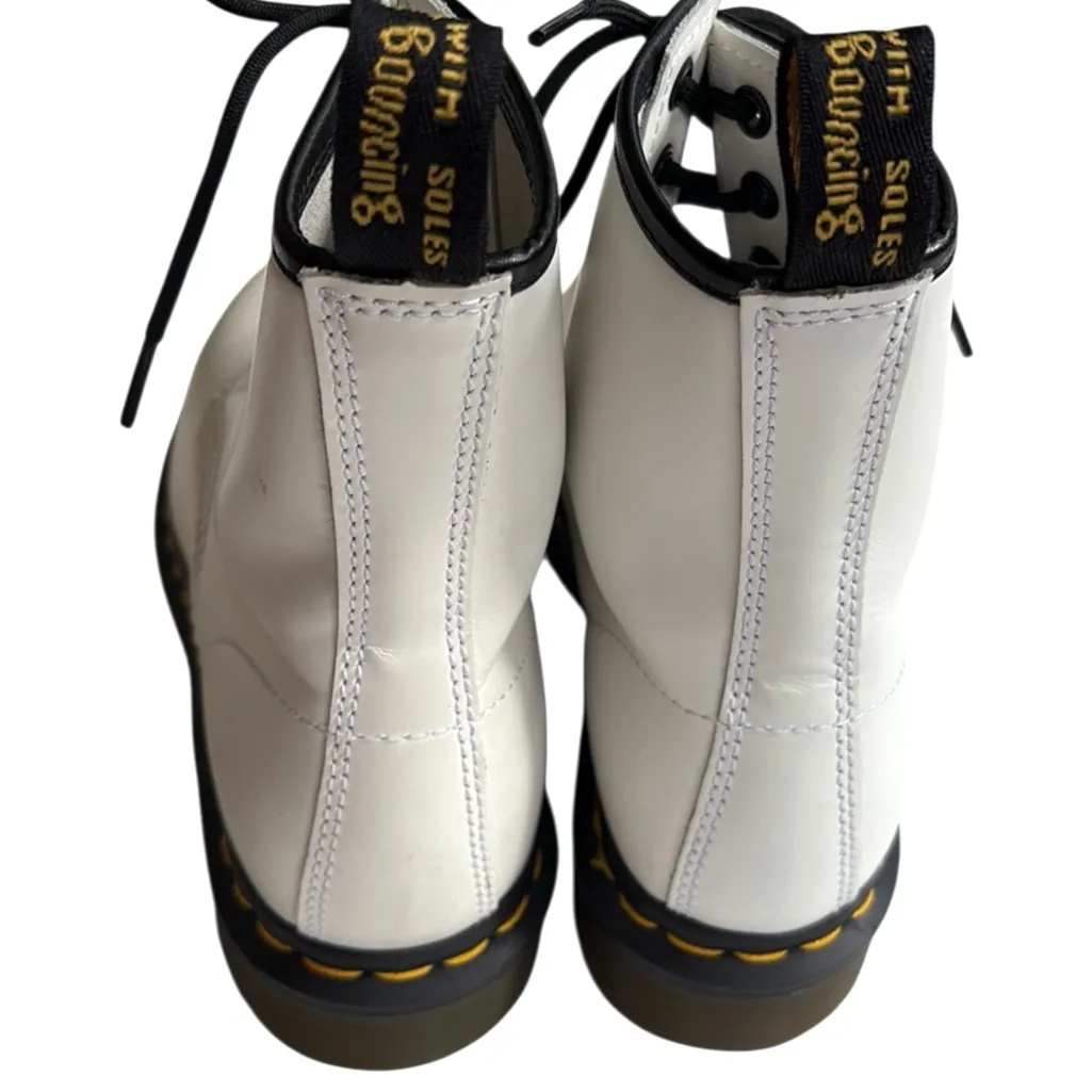 Like New Dr. Martens Leather 1460 8 Eye Boots White Size 5 - Image 5