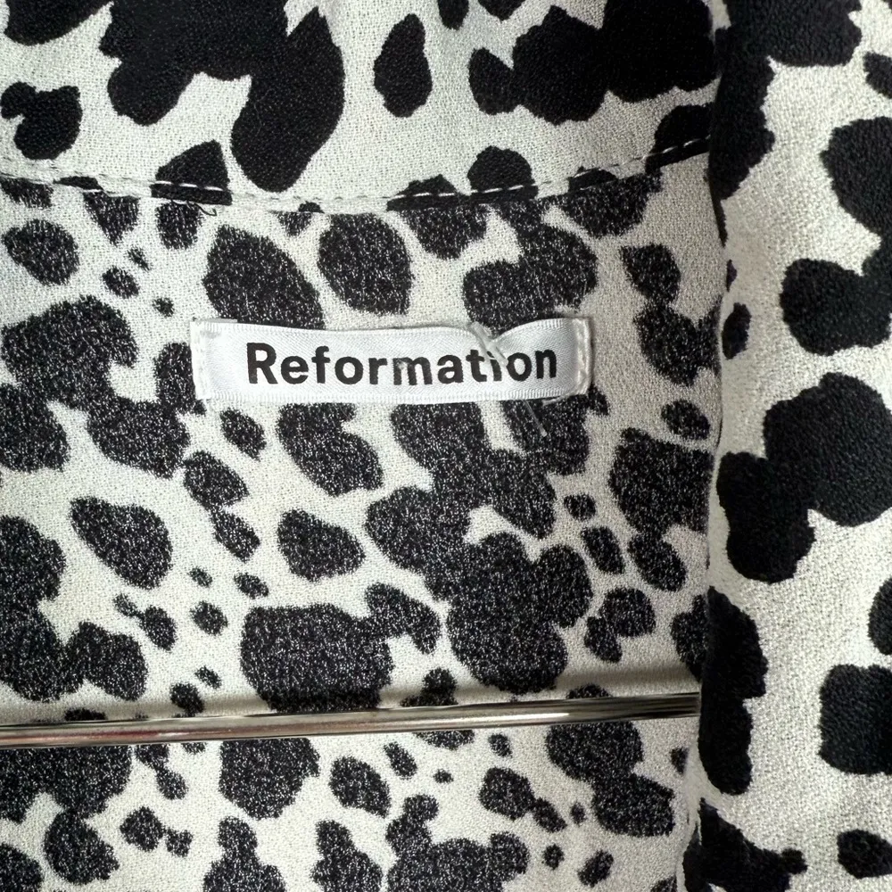 Reformation Black And White Animal Print Button Down Shirt - Image 6