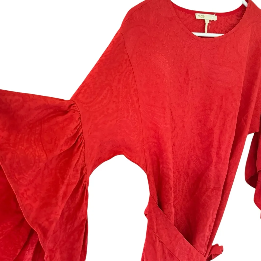 Maje Rahima Jacquard Ruffle Dress In Red - Image 9