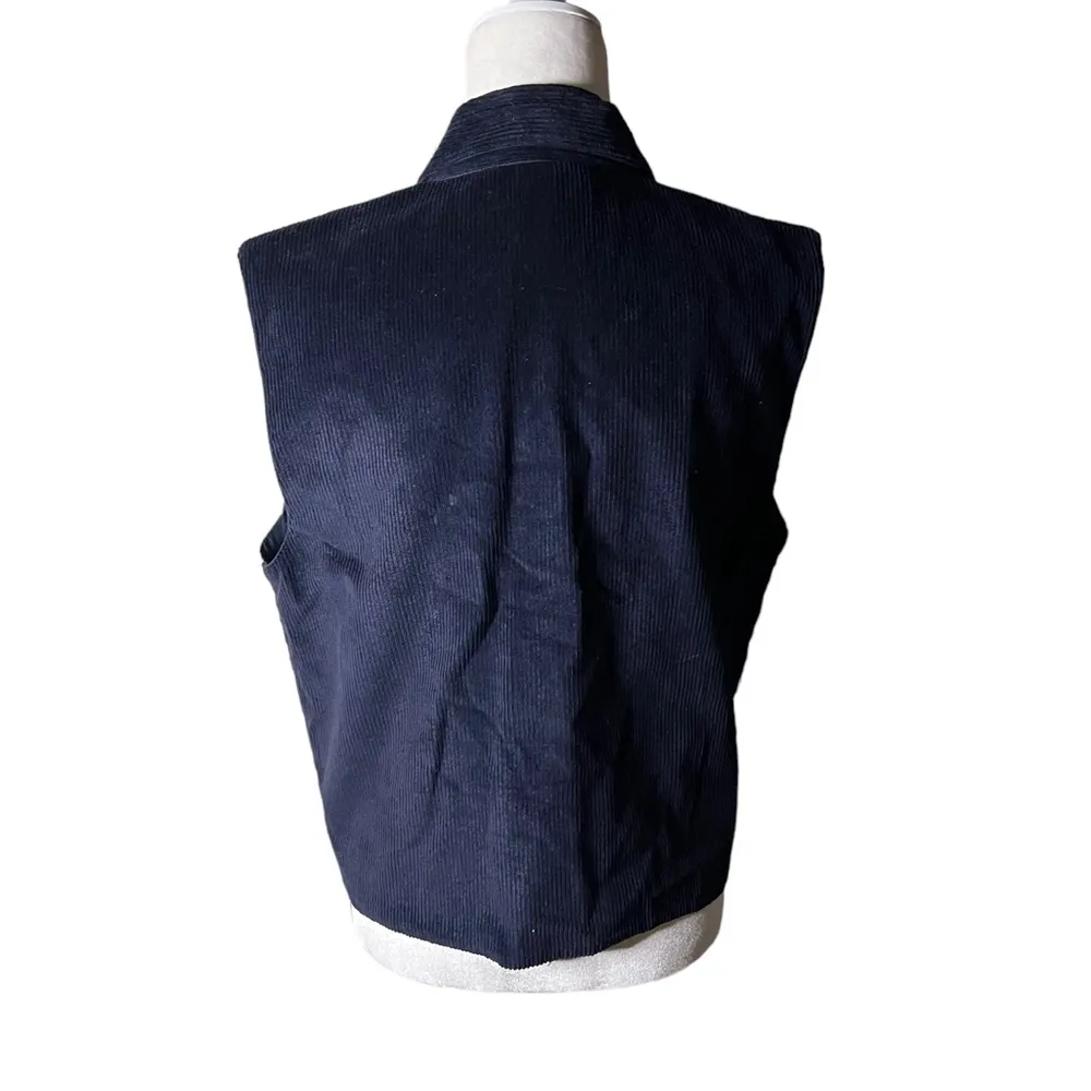 Vintage Floral Embroidery Wool/Cotton Vest L Size L - Image 5