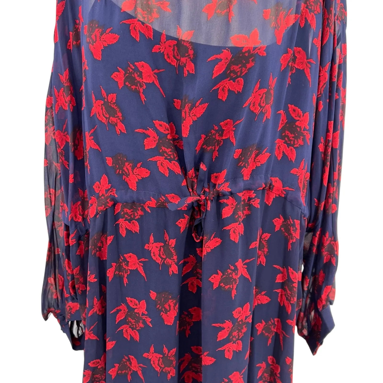 Madewell No.6 Silk Magical Dress Vintage Rose‎ Floral Print Blue Red Size 14 - Image 5
