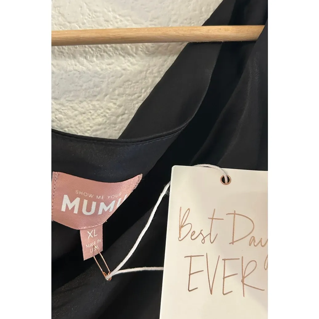 Show Me Your Mumu Jodie Dress in Black Luxe Satin XL NWT - Image 4