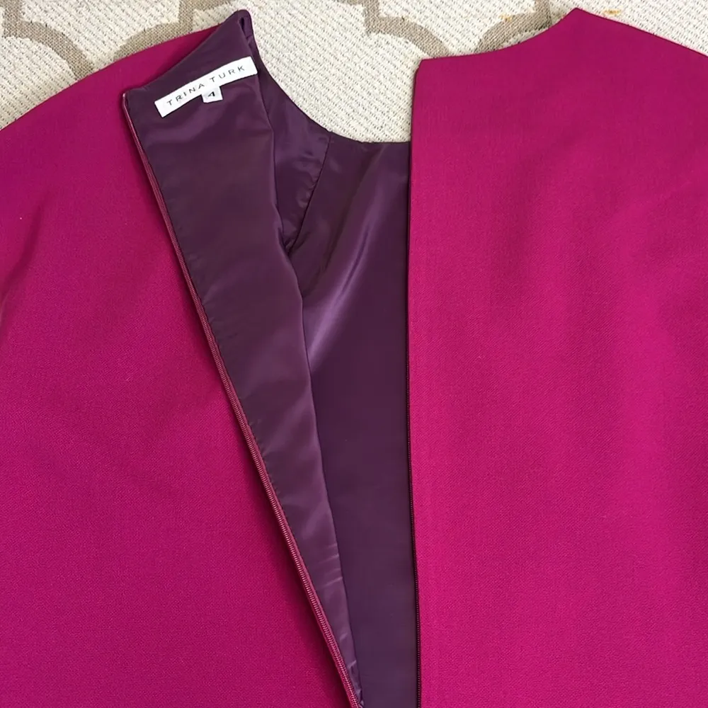 Trina Turk crepe cap sleeve Pink shift Dress - Image 10