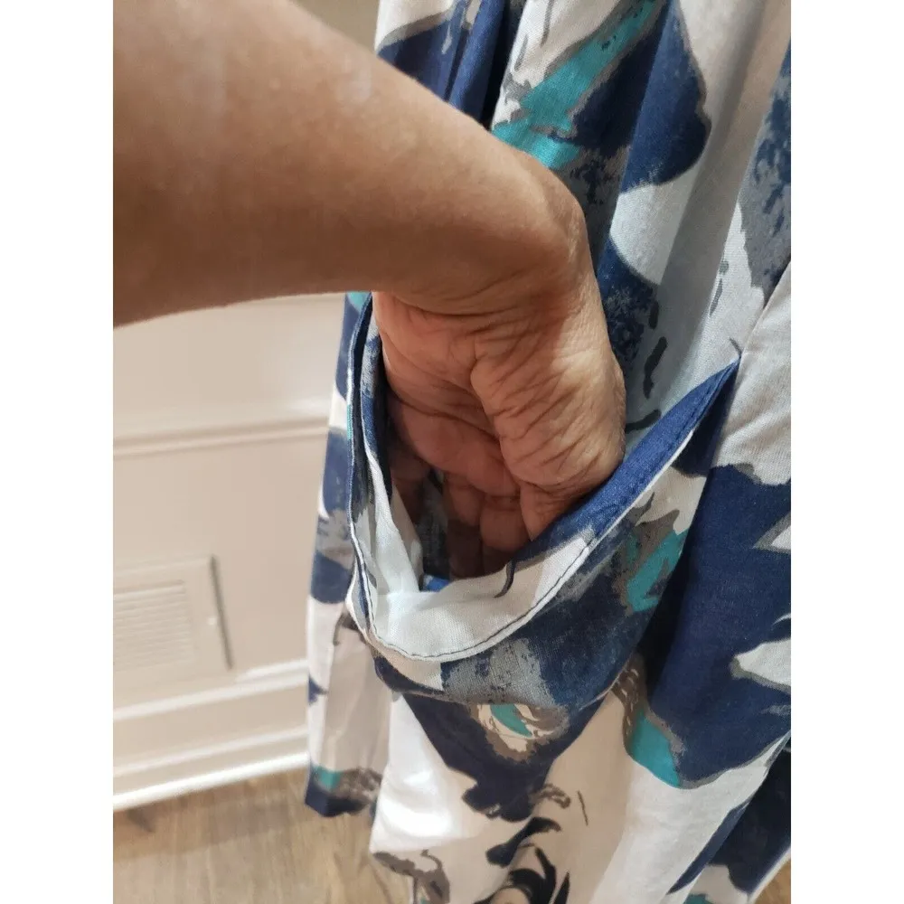 P. Luca Milano Womens White Floral Round Neck Short Sleeve Knee Length Dress O/S Size undefined - Image 6