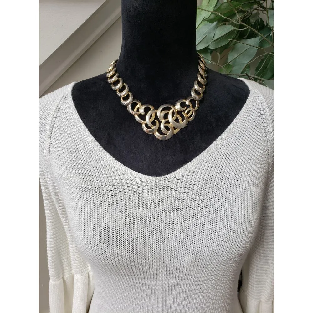 Chico's Sweater Women's Size 0 White Solid Cotton Long Sleeve V-Neck Pullover - Image 4