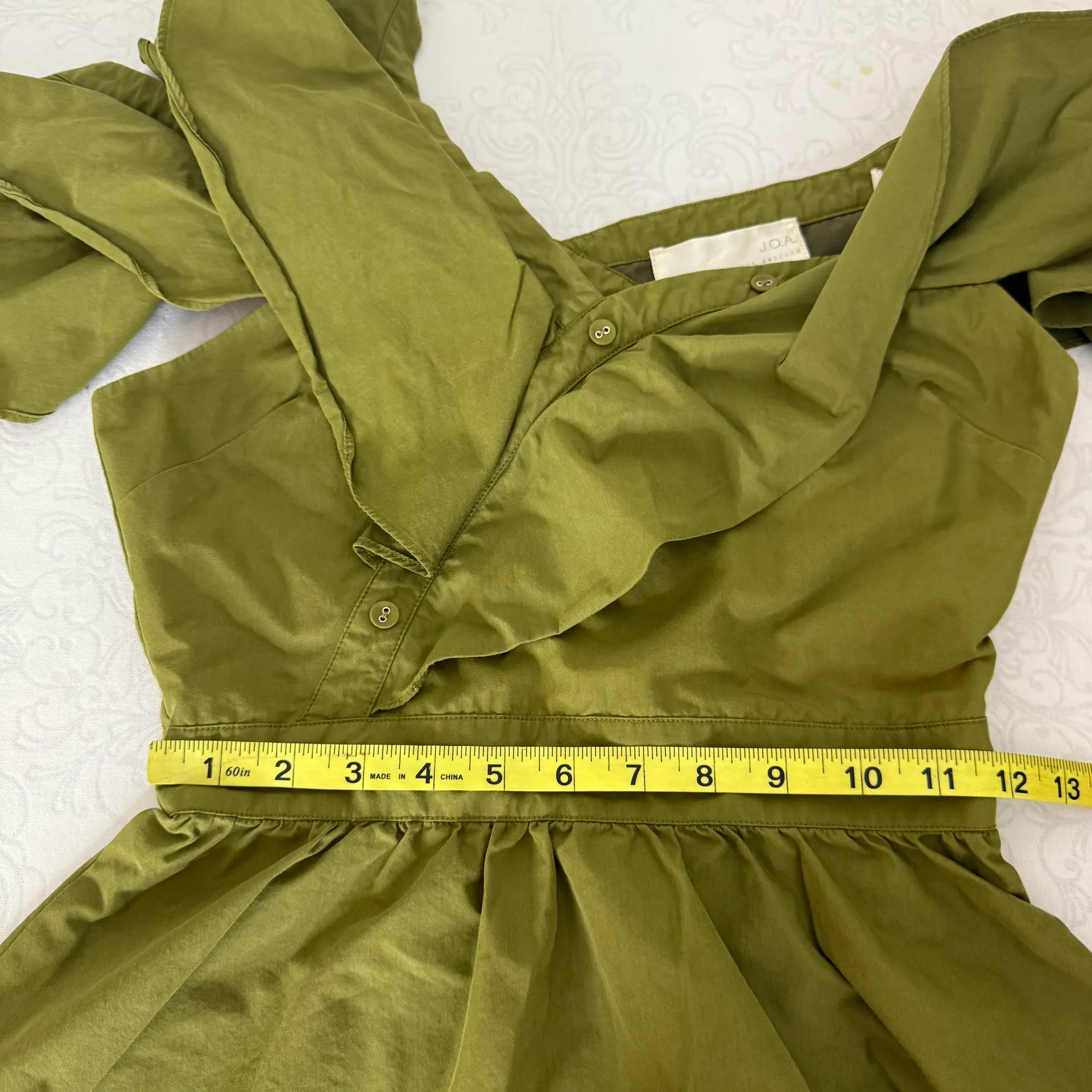 Olive Green Fit and Flare Ruffled Mini Dress - Image 13