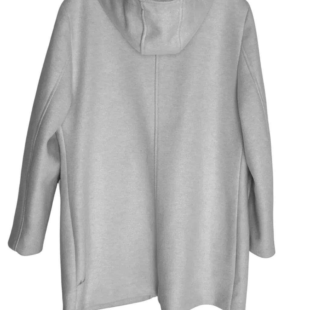 Liz Clairborne Lg Hooded Wool Blend Coat Faux Fur Trim Zipper Snap Closures - Image 8