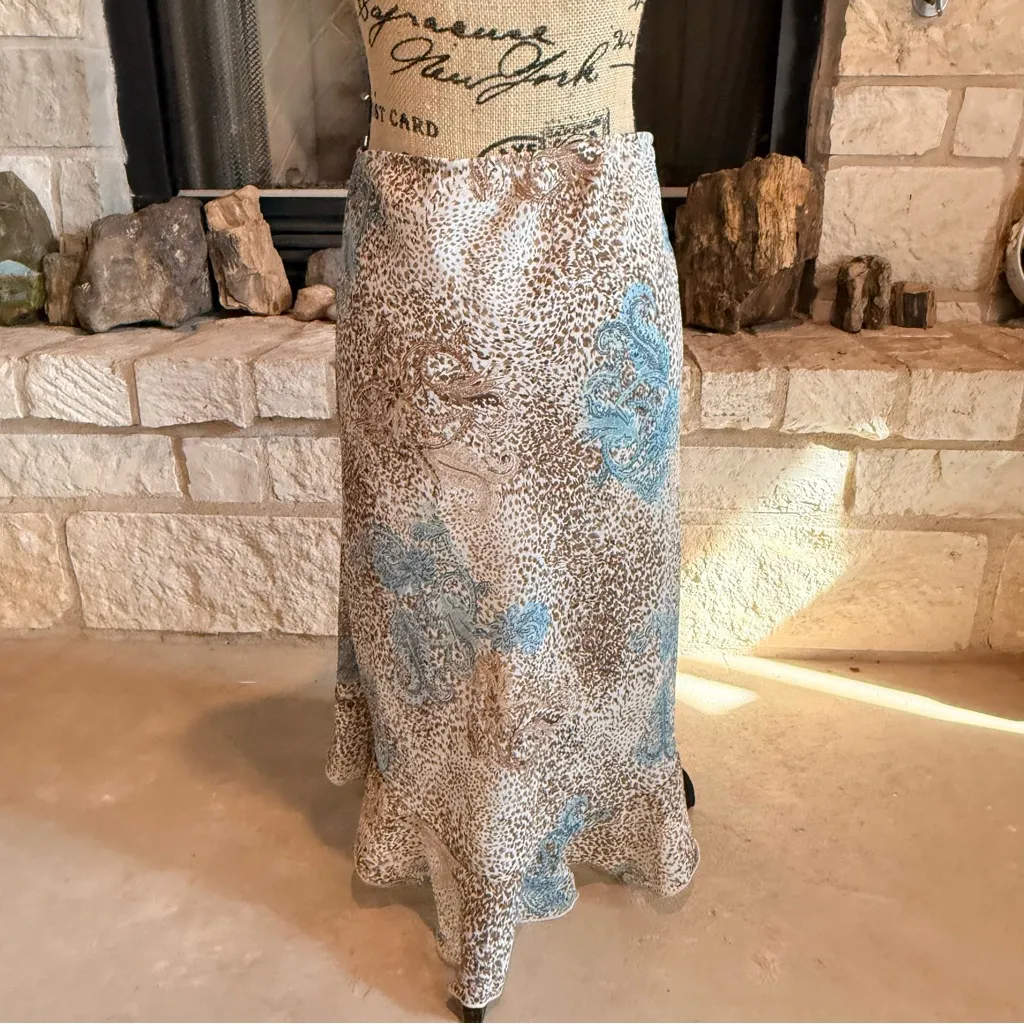 A. Byer Blue and Brown High Low Skirt - Image 15