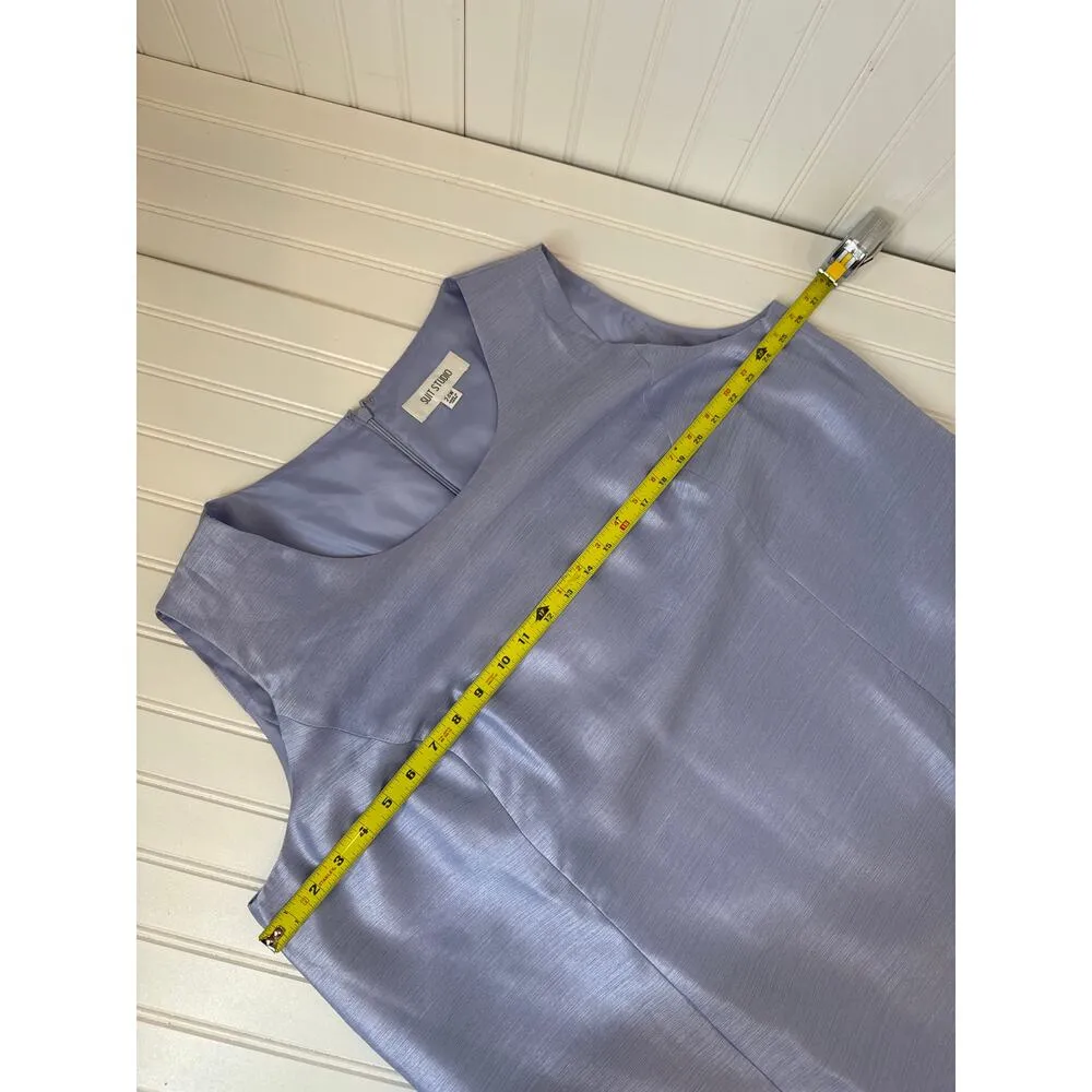 Suit Studio & Brylane Single Breasted Blazer & Satin Midi Shift Dress Bundle 24 Blue - Image 4