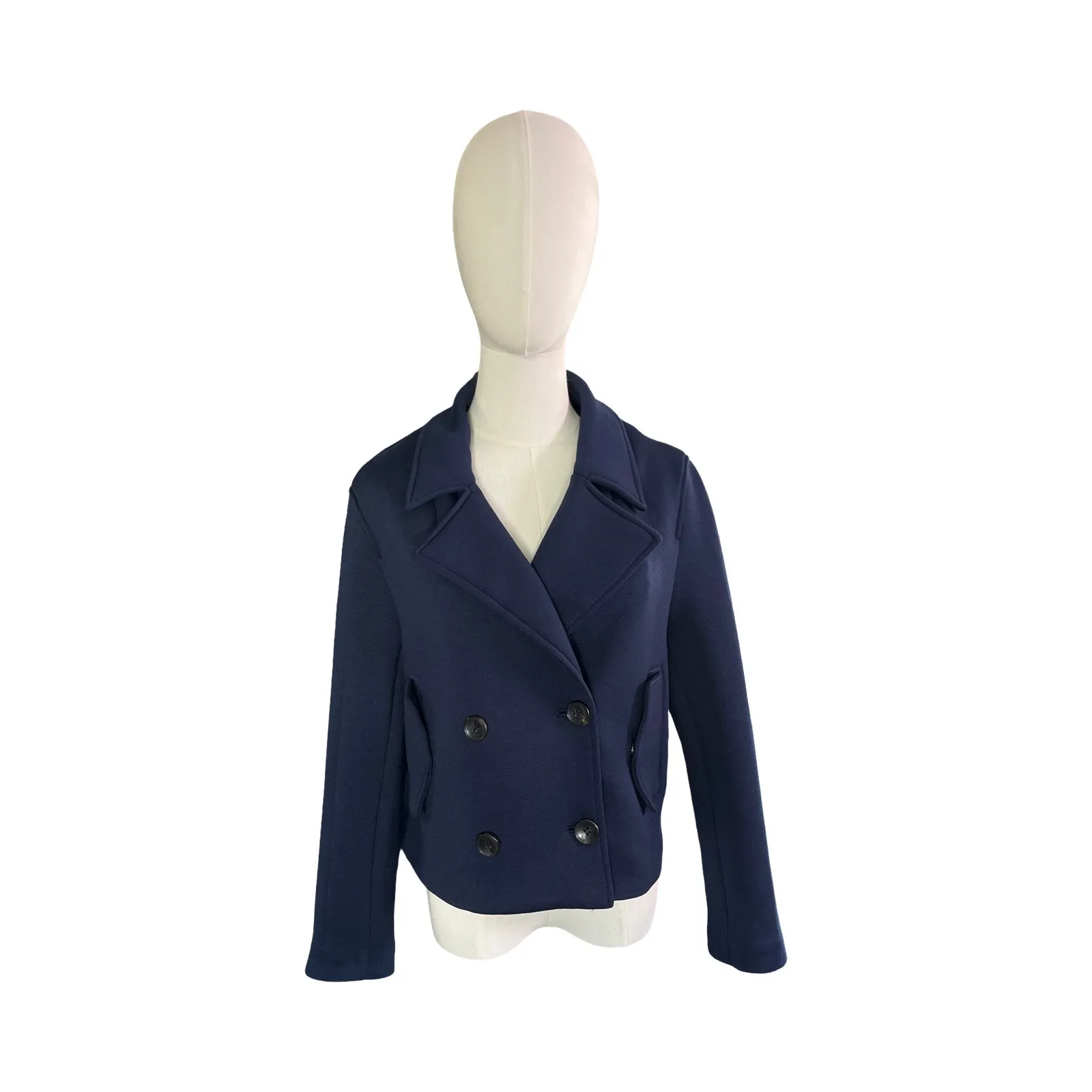 Maeve Navy Double Breasted Jacket Women’s Small Knit Peacoat Anthropologie - Image 5
