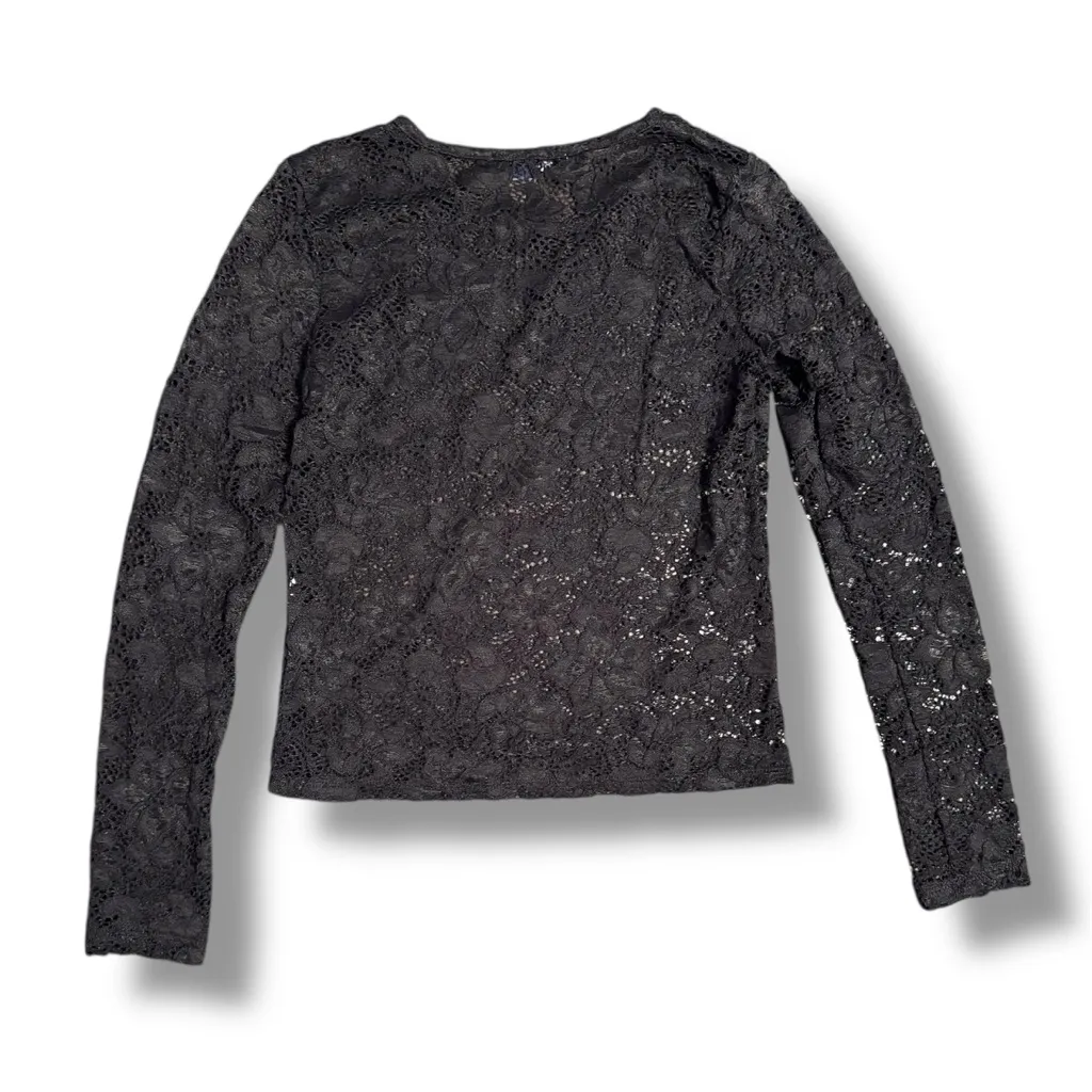 Women’s All Over Lace Crew Top EUC - Image 2