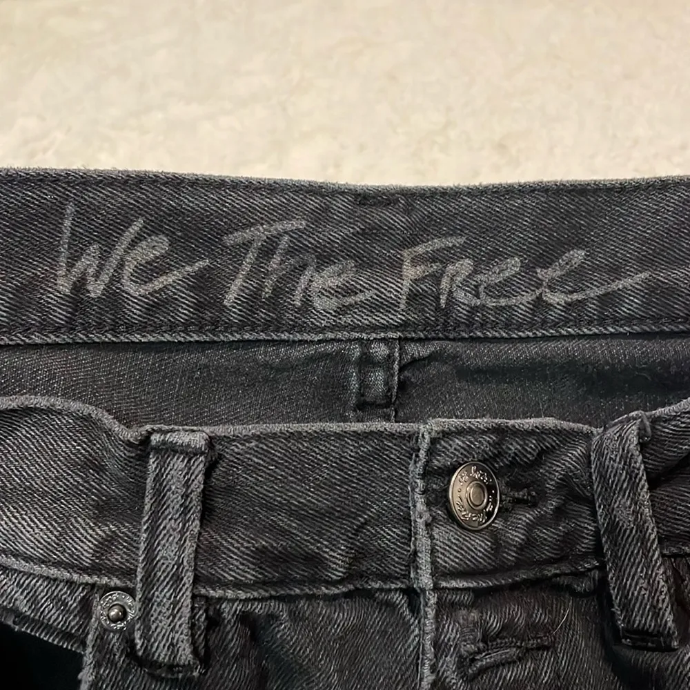 We The Free- High Rise Black Distressed Faded Button Fly Raw Hem Jeans- Size 28R - Image 3