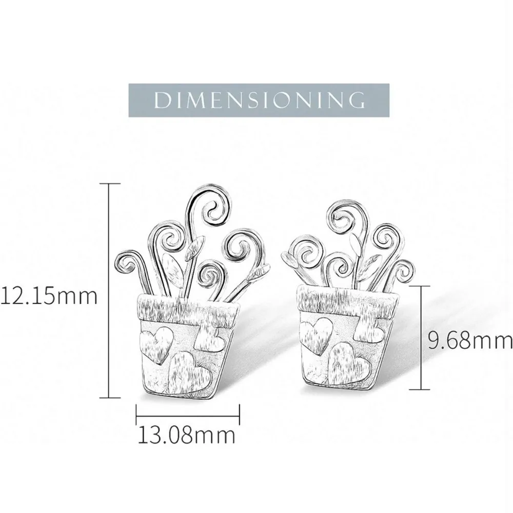 Sterling Silver and Gold Dipped Flower Pot Earring Studs - Image 3