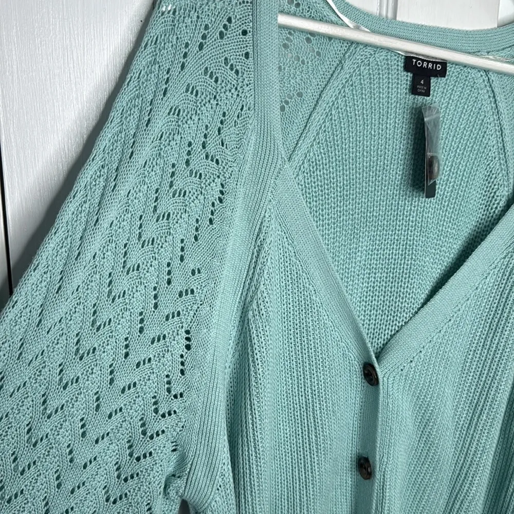 Torrid Cardigan Pointelle Balloon Sleeve Sweater V-Neck NEW W1404 Plus Size 4X - Image 6