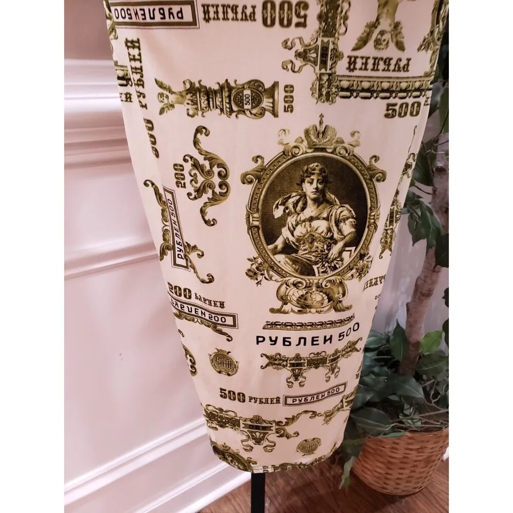 Women's White Green Graphic Print Cut Out Mock Neck Long Sleeve Maxi Dress Small - Image 5