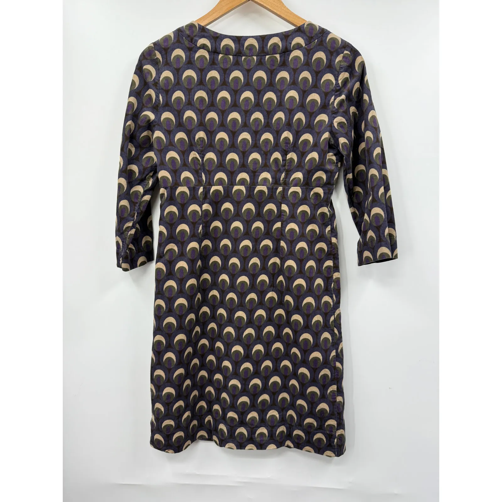 Boden Dress Womens Corduroy Needlecord Peacock Shift 3/4 Sleeve Purple Size 4‎ - Image 7