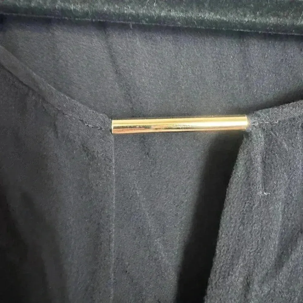 Diane Von Furstenburg Black Tunic Dress Size Large Front Cutout A42 - Image 3