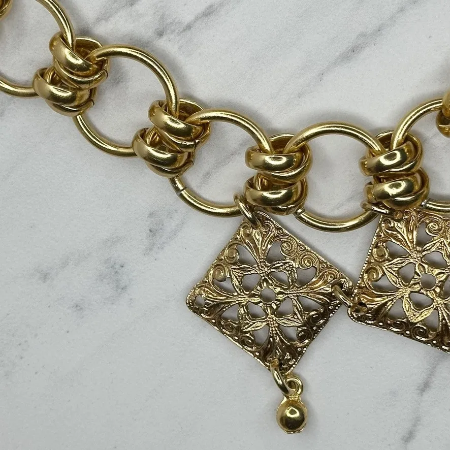 Chunky Gold Tone Ornamental Chain Belt Small/Medium (S/M) Boho Statement ✨ - Image 4