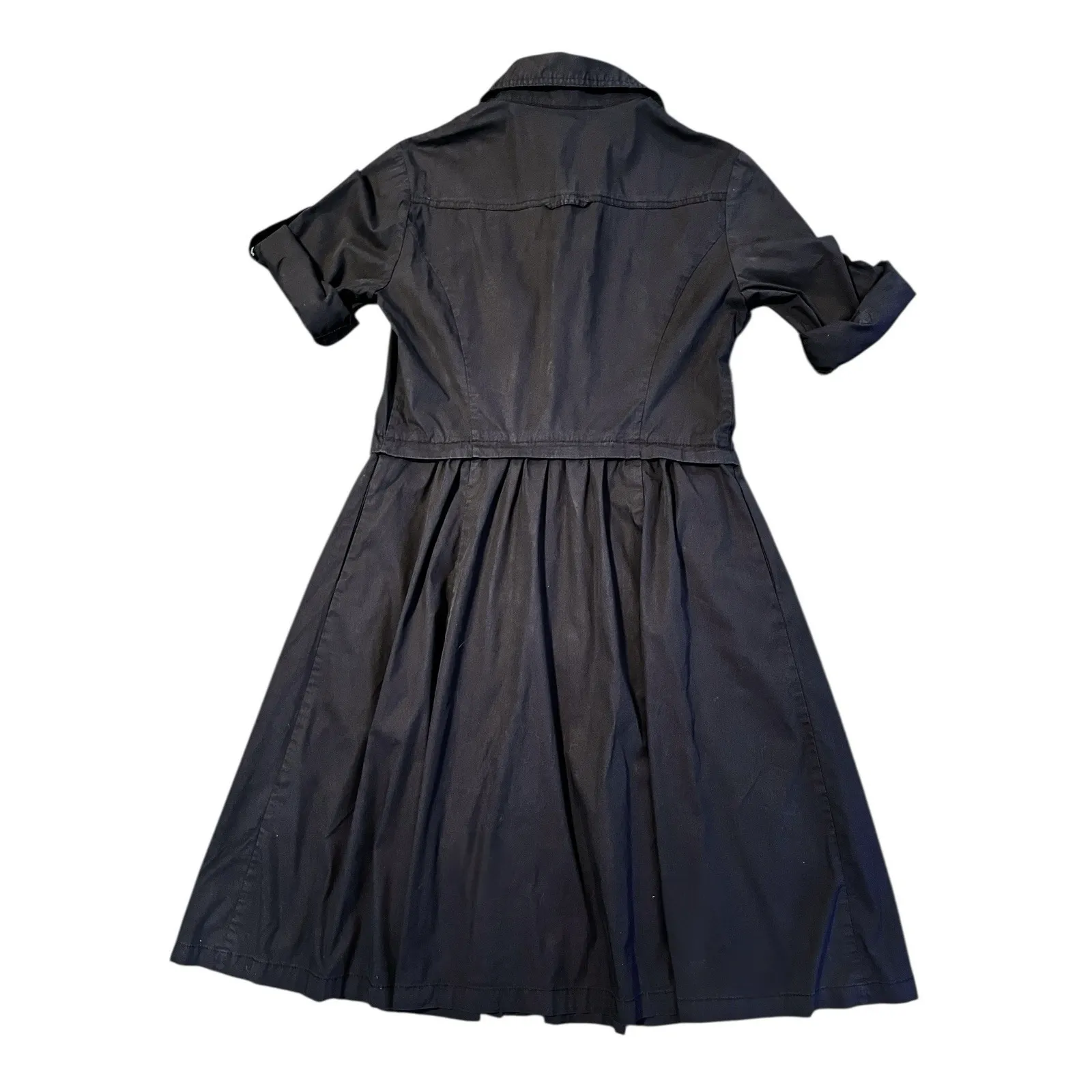 Rupsaps Retro 50s Roll Tab Sleeve Shirt‎ Waist Dress Size L Utilitarian Military Black Size L - Image 2