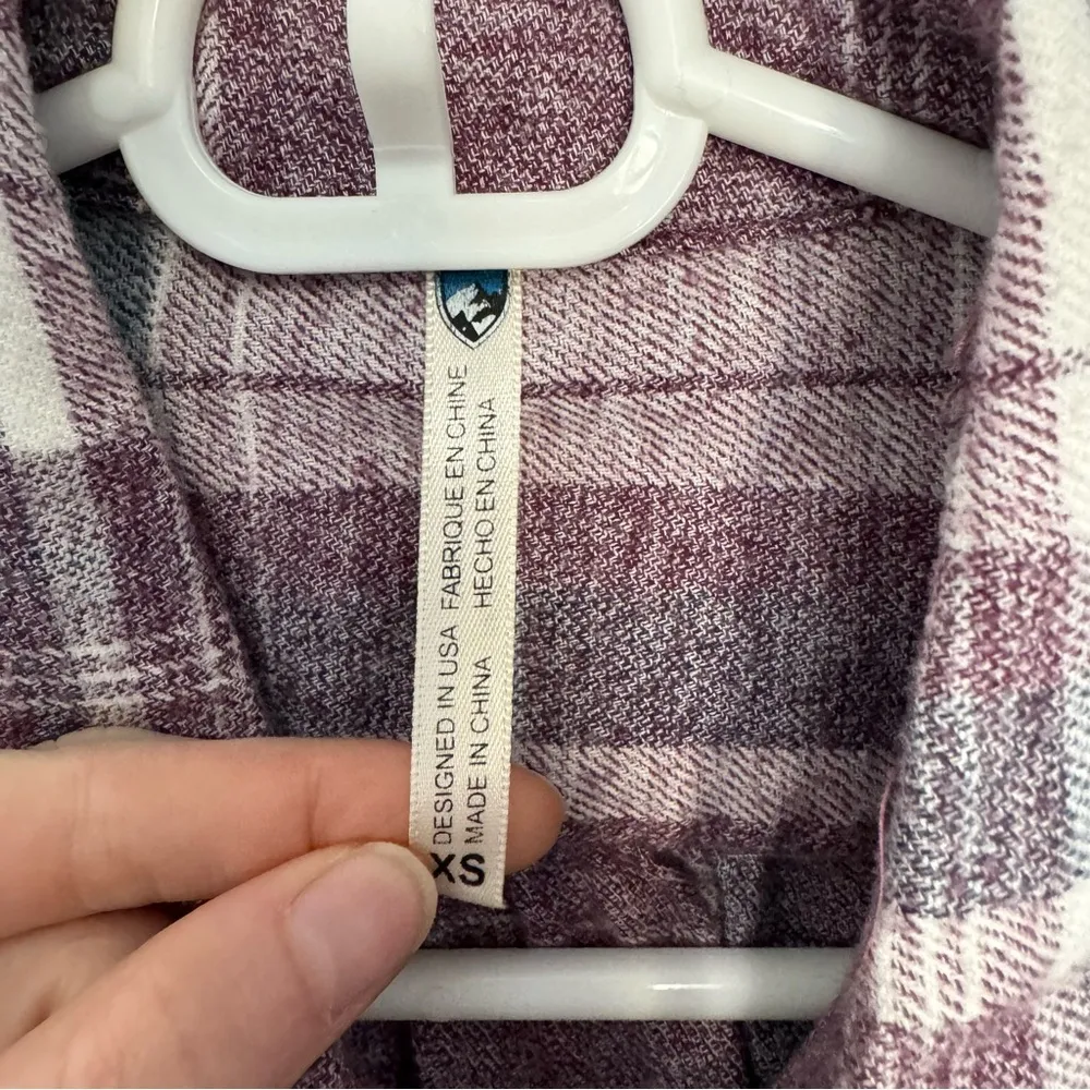 Kuhl Kamila Purple Plaid Flannel Button Down Shirt Size XS - Image 5