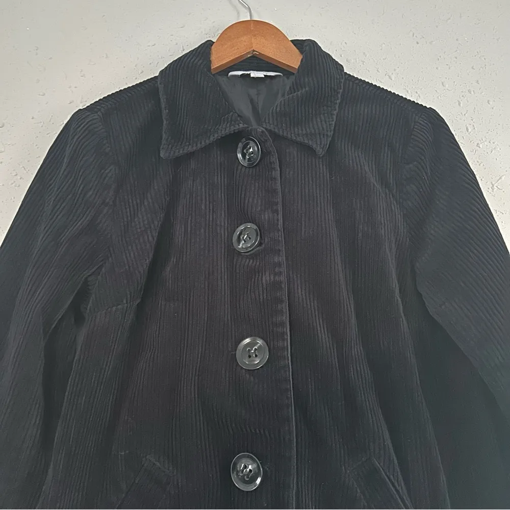 Relativity Black Corduroy Button Down Jacket Cardigan Sweater Fall Large - Image 3