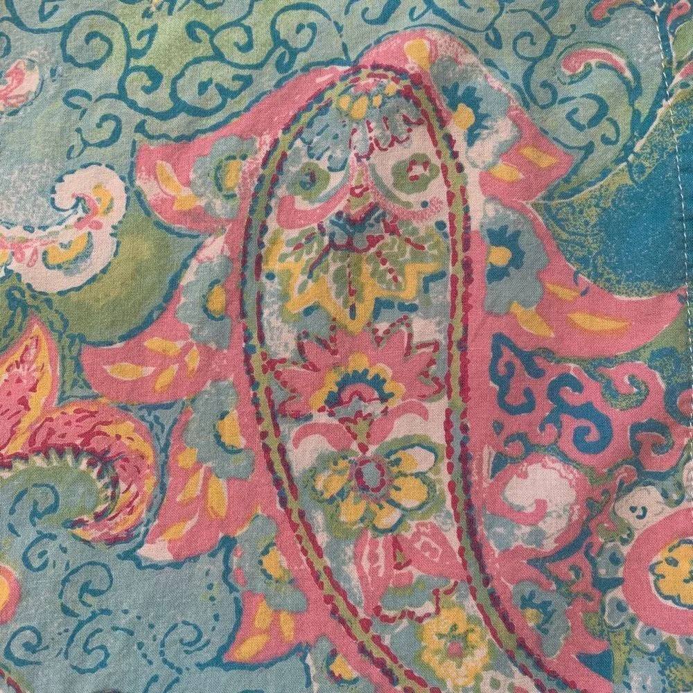 Lauren Ralph Lauren Shirt Pajama Top Retro Style Pastel Paisley 3/4 Sleeve Pink Size M - Image 7