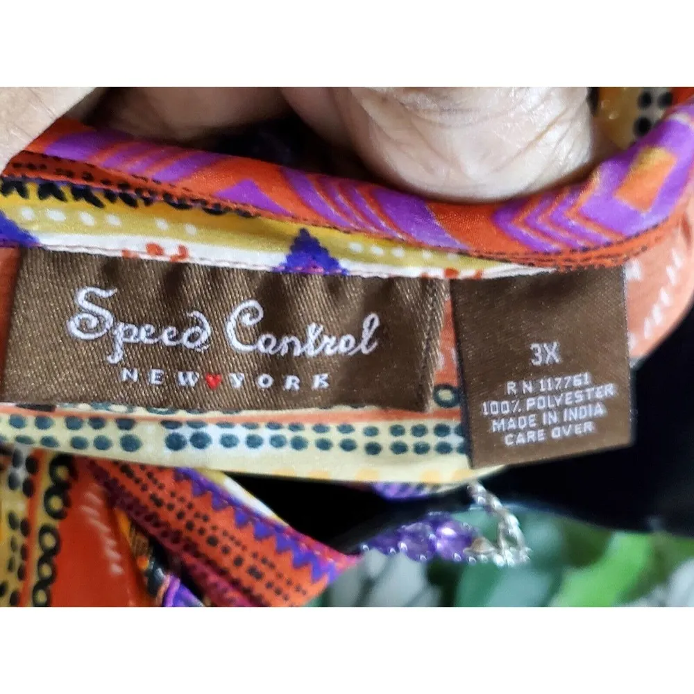 Speed Control Women's Multicolor Polyester Cap Sleeve Knee Length Dress Size 3X - Image 10