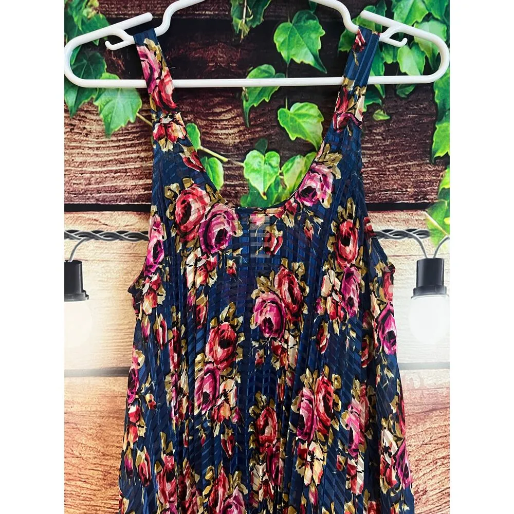 Zimmermann Floral Pleated Tent Dress Womens Large XL Sleeveless Maxi Accordion - Image 2