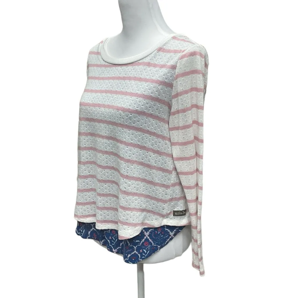 Matilda‎ Jane Womens Sweet Indulgence Top White Pink Long Sleeve Layered S - Image 3