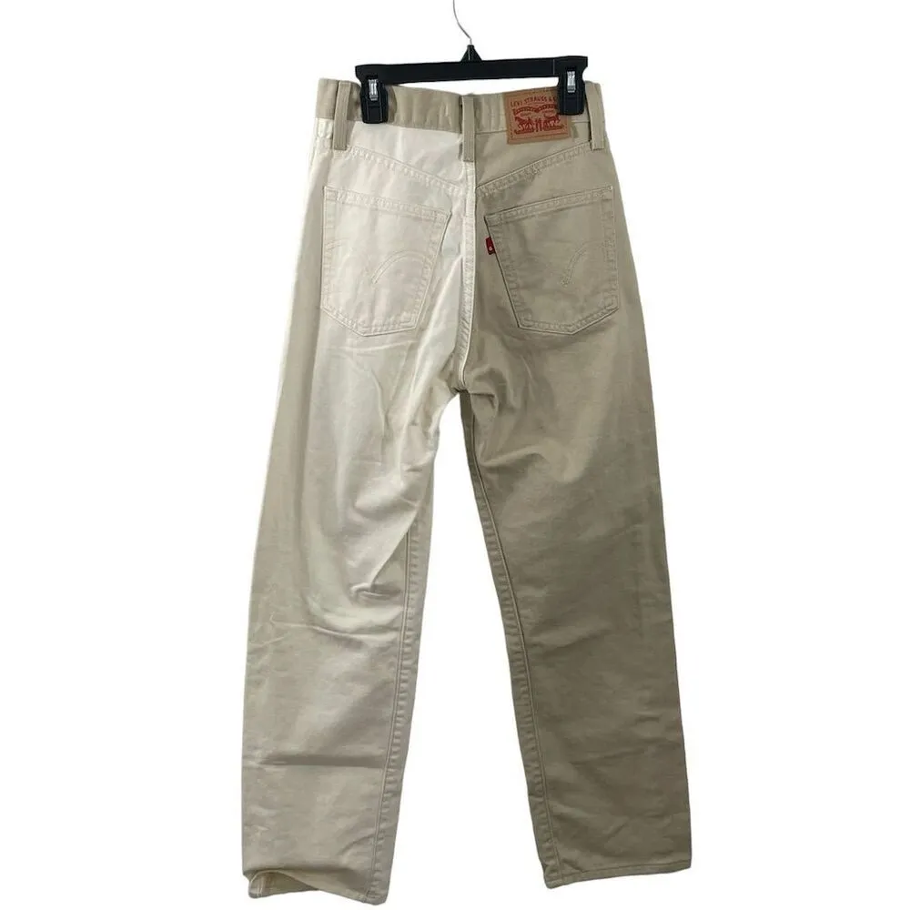 NWT Levi's Women's Ribcage Straight Ankle Jeans Two Tone Beige Cream Size 24x28‎ - Image 4