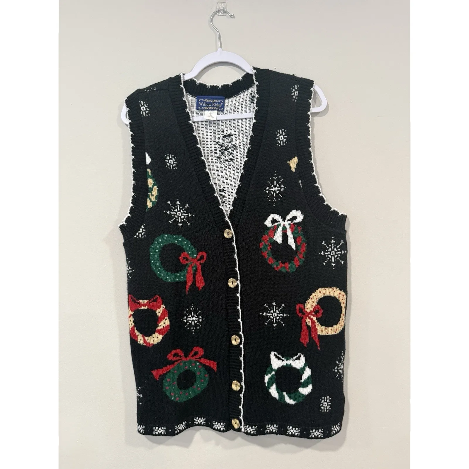 VTG 90 Novelty Willow Ridge Holiday Embroidered Vest Size Medium 2297 - Image 2