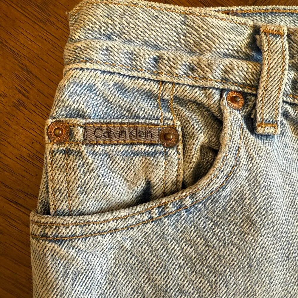 Calvin Klein 90s Denim Jean Short Shorts Size 5 Cut Off USA Light Wash CK Jeans - Image 5