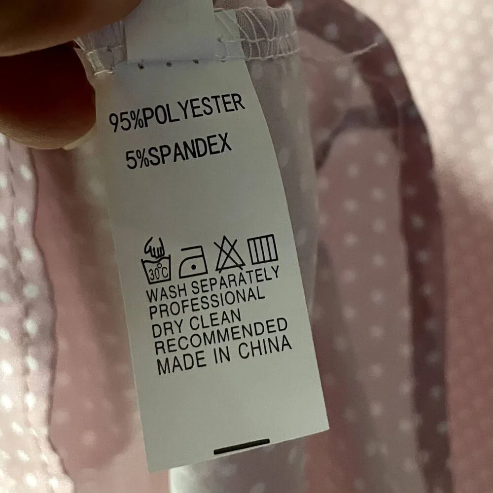 Light Pink & White Polka Dot LightWeight Blouse Size S EUC - Image 7