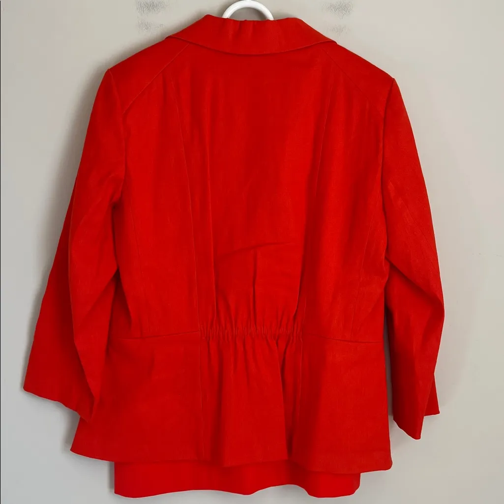 Lafayette 148 New York Women's Blazer Jacket and Top Matching Set Linen Red Size 10 - Image 3