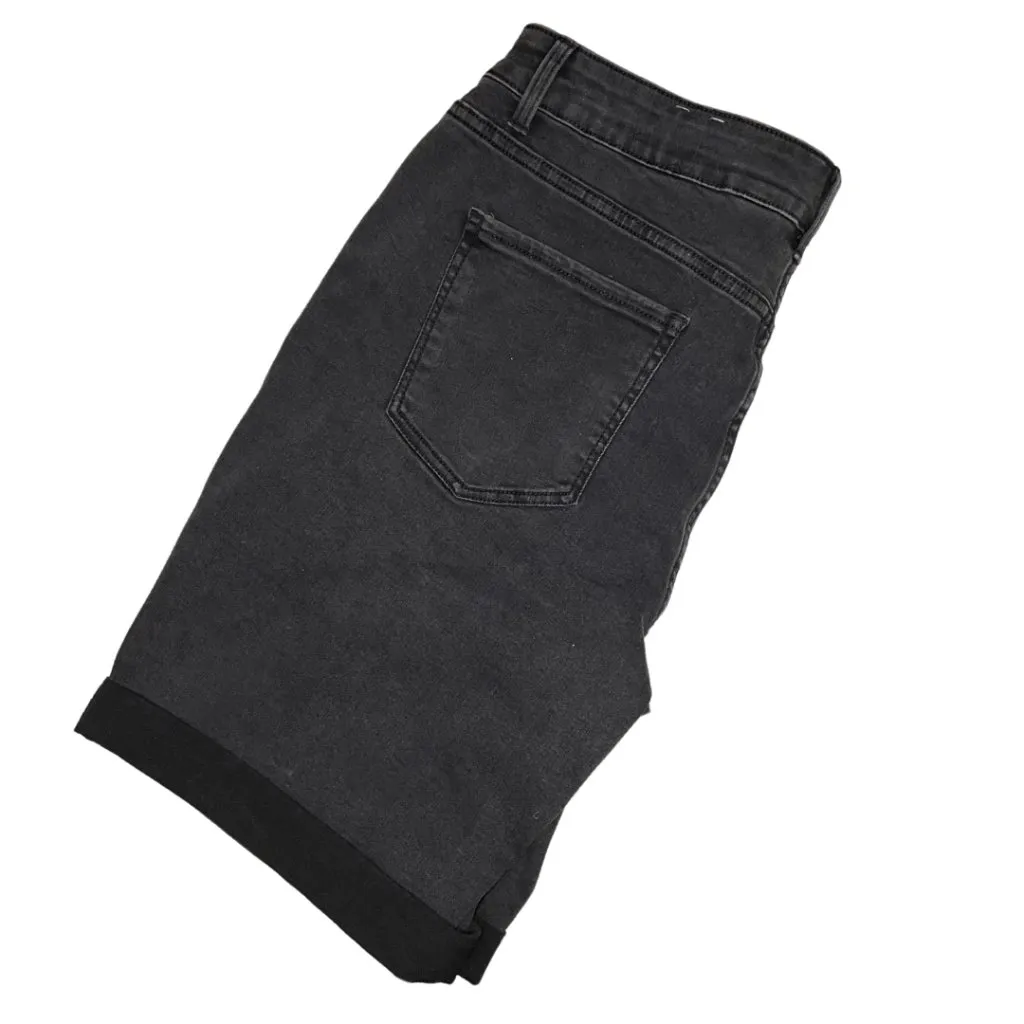 Time and Tru Mid Rise Black Cuffed Denim Bermuda Shorts Jorts Women's 16 NWT - Image 6