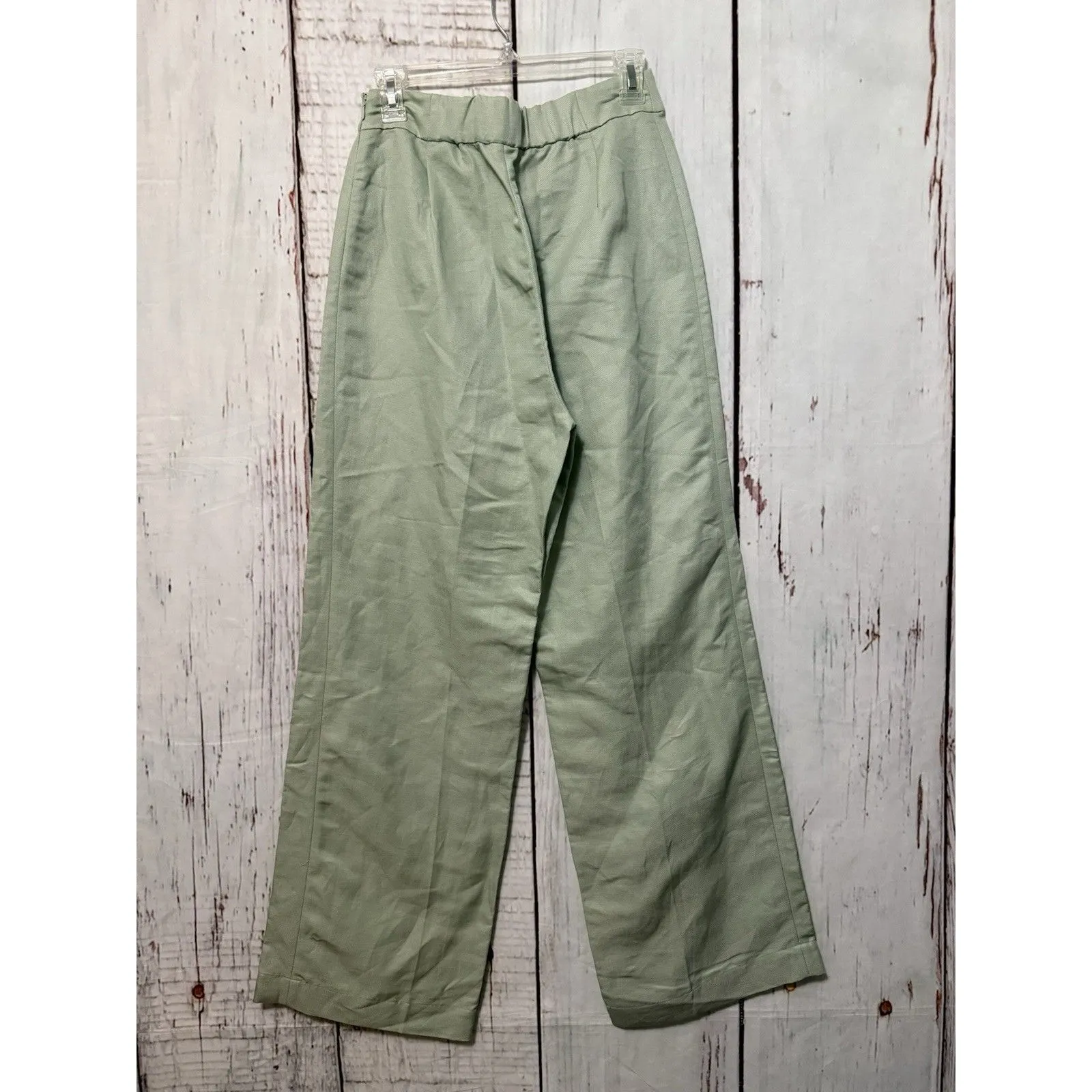 NWT & Other Stories HR Wide Leg Linen Blend Trouser Pants Green Size 6 - Image 5