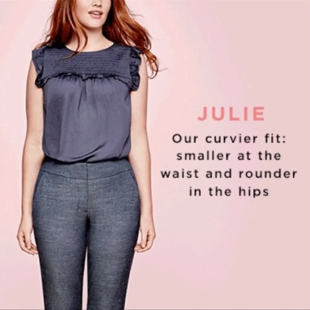 Blue Textured Julie Dress Pants Curvy Through The Hip Area Wide Leg. - Image 14