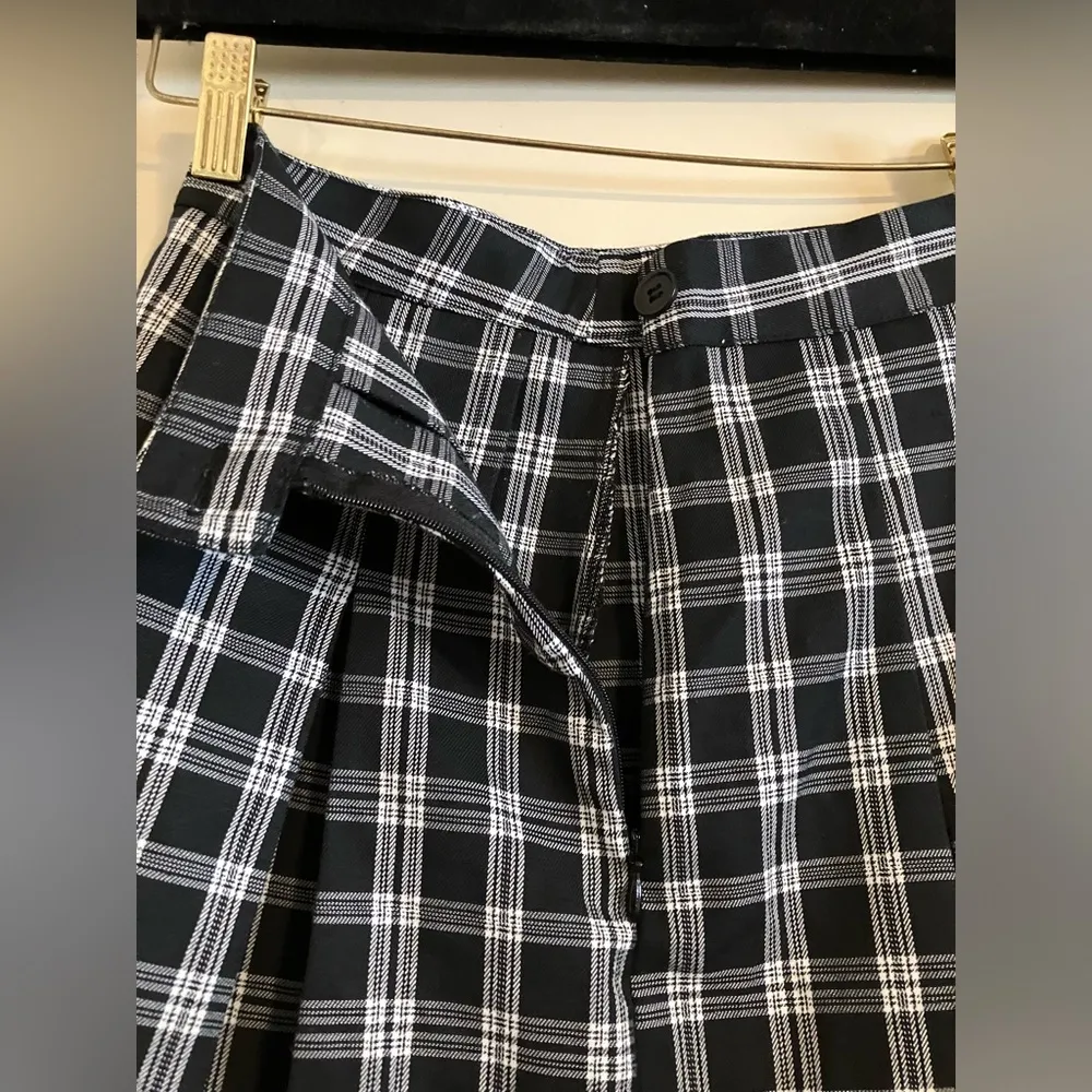 H&M Skirt Divided Black Plaid Mini Tartan Academia Pleated Skater Retro Size 0 - Image 12