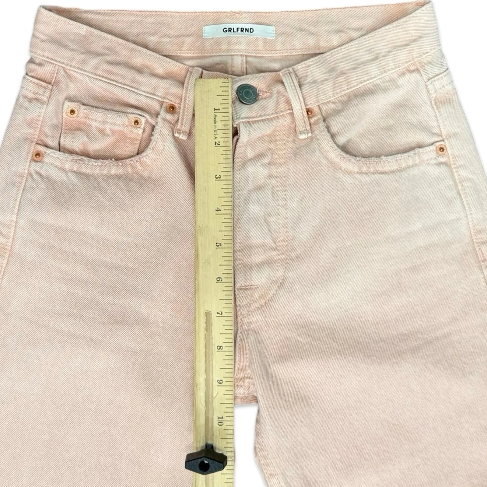 GRLFRND Karolina High-Rise Skinny Jeans Lucid Dreams Baby Pink size 23 Raw Hem - Image 4