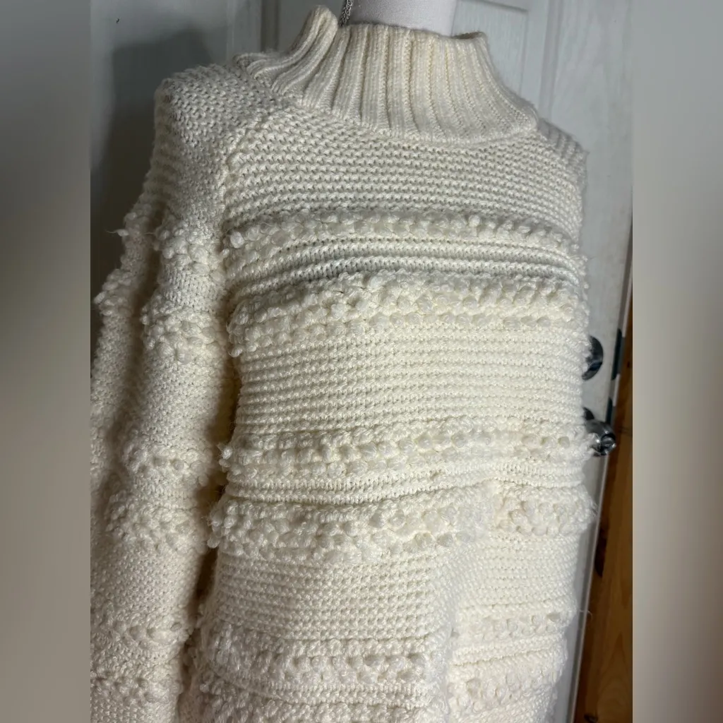 Magaschioni Creme Cable Knit Popcorn Sweater Size Large - Image 2