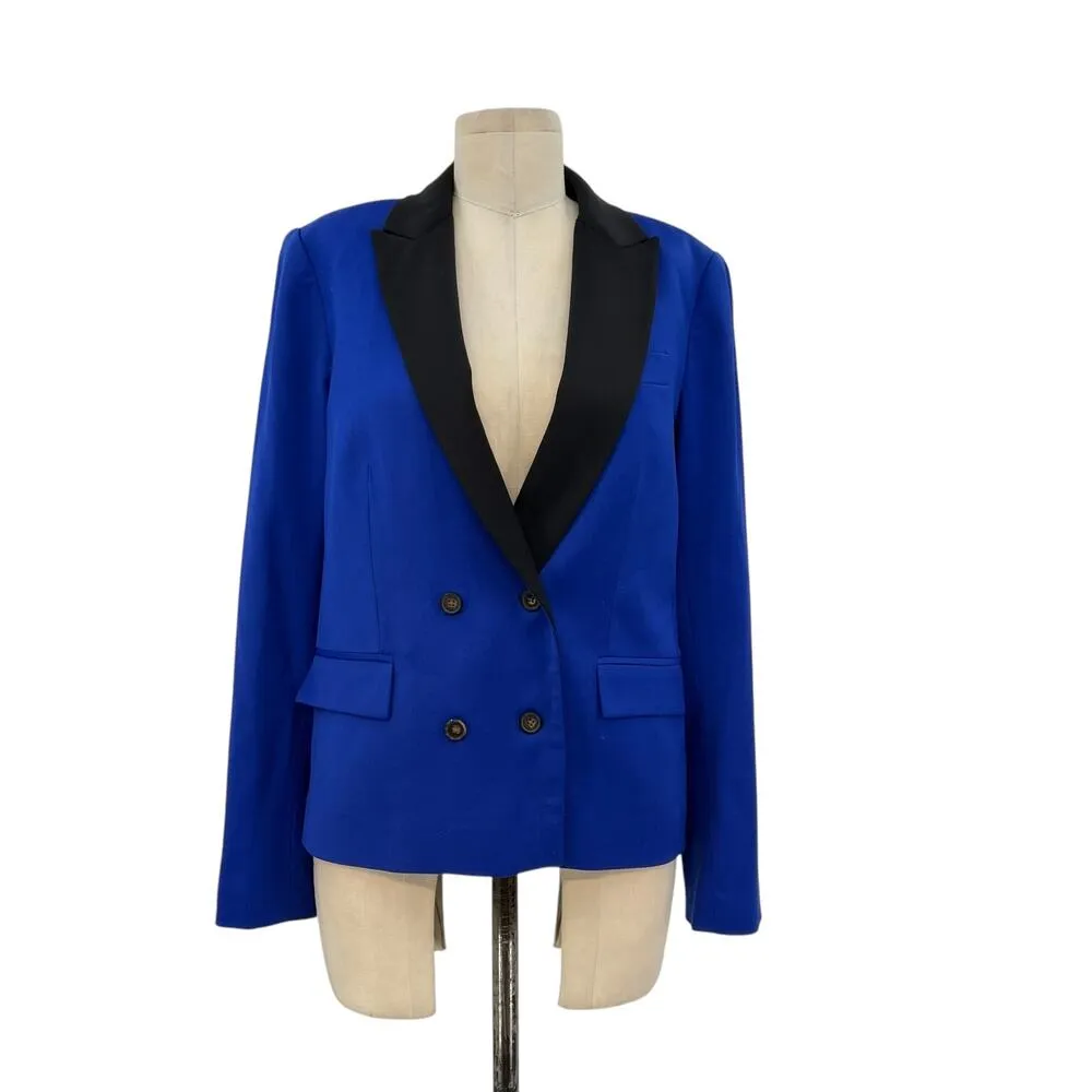 L.A.M.B. .‎ Double Breasted Wool Blend Blazer Cobalt Blue Black Size US 6 - Image 3