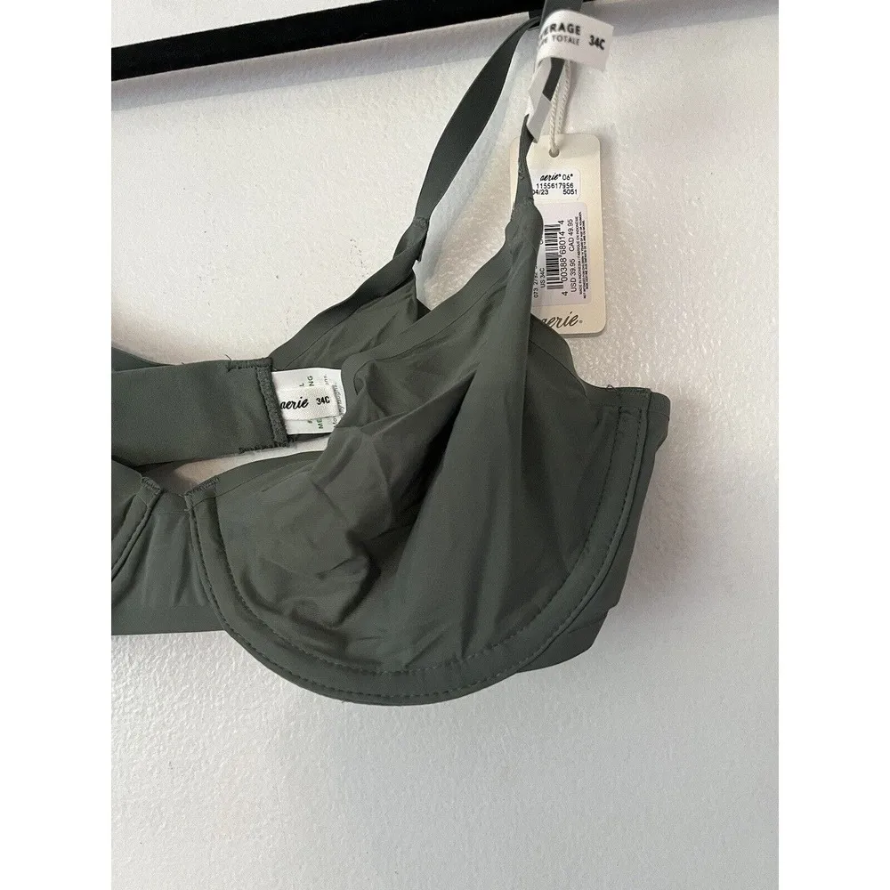NWT Aerie Smoothez Green Microfiber Mesh Unlined Underwire Balconette Bra S 34C - Image 3