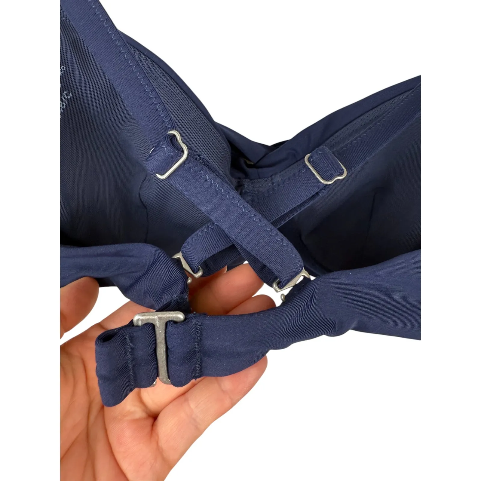 Athleta Swim Bikini Top Removable Cups Navy Blue Adjustable Beach Summer - 34B/C - Image 4